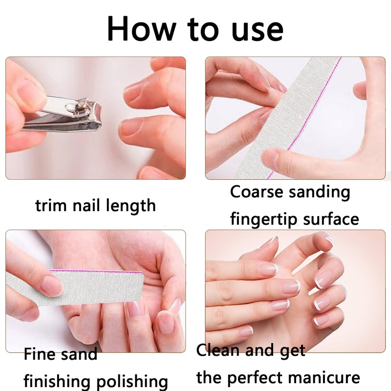 WUBAYI 12pcs Professional Nail Files Set Double Sided Emery Board