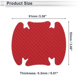 RATCHROLL 4 Pcs Universal Car Door Handle Cup Cover Adhesion Door Protection Door Bowl 3D Sticker Scratch Protector 93x91mm Carbon Fiber Pattern Red PVC