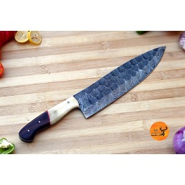Handmade Custom Hand Made Damascus Chef Knife Kitchen / Hand forged Damascus Steel 2657