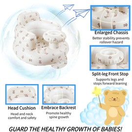 Inflatable Baby Seat for Babies from 4-24 Months, Baby Back Support Sofa, Floor Seat Support for Learning to Sit (Baby Bear)