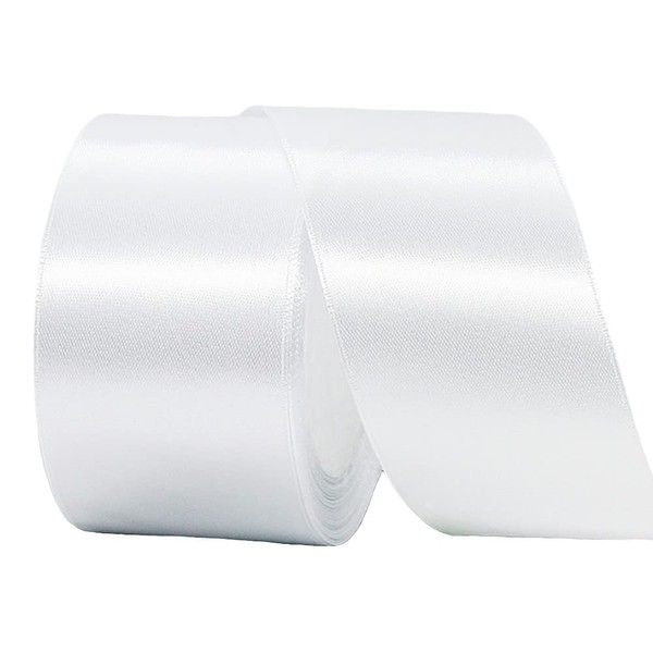 50mm Wide White Ribbon for Gift Wrapping,22M 2Inch Ribbon White