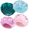 QFE Shower Caps for Women, 4 PCS Elastic (Solid Color