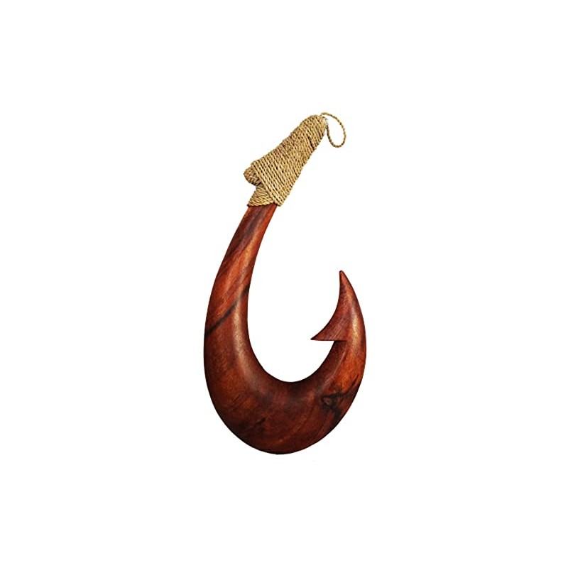 12" Hand Carved Wood Hawaiian Makau Fish Hook