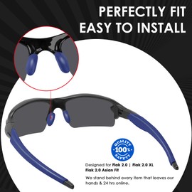 BLAZERBUCK - Kit de calcetines para orejas y narices para anteojos de sol Oakley Flak 2.0 OO9295/Flak 2.0 XL OO9188, negro + azul marino, 0 US