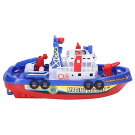 Dilwe Juguete de Barco de Fuego, Característica Realista, Pulverización Automática de Agua, Música Educativa, Luz Eléctrica, Barco de Baño para Niños, Juguete para Niños y Niñas