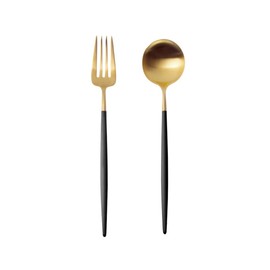 Cutipol GOA Black Matte Gold Dessert Fork Spoon Set