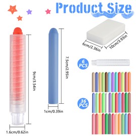 36 Pcs Dustless Chalk for Kids, Colorful Dustless Chalk, Dust Free Chalk for Blackboard, Sidewalk Chalk with Holder and Sponge Board Erasers for Home, Office, School