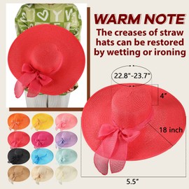 12 PCS Women's Wide Brim Straw Hats Floppy Sun Hat Foldable Floppy Straw Hat Multicolor Summer Beach Sun Hat UPF 50+