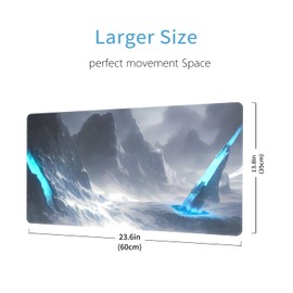 MTG Playmat, 24" x 14" TCG Game Play Mat Stitched Edges Trading Card Game Playmats with Storage Bag Smooth Rubber Surface Battle Game Mat (Glacier)