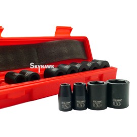 Cal-Hawk 12 pc 3/8"Dr. 6 POINT SAE Standard/Shallow Impact Socket Chrome Vanadium CRV Set