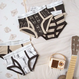 Burt's Bees Baby Baby Toddler Boys' Underwear, Organic Cotton, Tag-Free Comfort Briefs, Guitars Skateboards, 2-3T