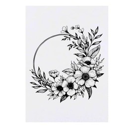 'Flower Wreath' Temporary Tattoo - Water Resistant, Skin-Safe, Non-Toxic Transfer (TO00085263)