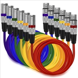6 Pack for Xlr Cable 2 m, for Xlr Cable, for DMX Cable, DMX Signal Cable for Stage Lighting 3-Pin Xlr Male Female 3 m 3-Pin Dmx Cable, 6 Colours 2 m, for a Wide Range of Audio Device Connections