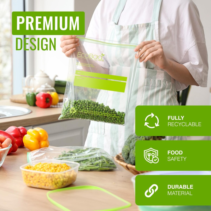 Ecobag- 30 Pack Reusable Freezer/Sandwich Bags - 2.5 Litre Size,