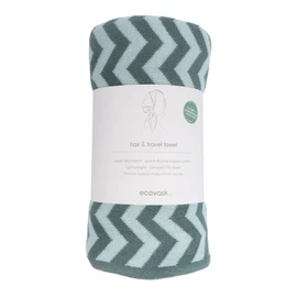 Ecovask Travel Towel & Hair Wrap - Organic Cotton, Original / Hummus Chevron