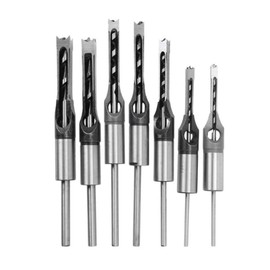 Woodworking Square Hole Drill Bits, Wood Mortising Chisel Set Wood Square Hole Mortising Chisel Drill Bits for Mortising Machines and Drill Press Attachments,7pcs: 1/4,5/16,3/8,2/5,1/2,9/16,5/8