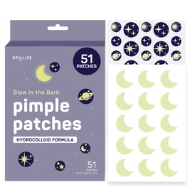 SpaLife Beauty Glow in the Dark Pimple Patches – Hydrocolloid Formula for Acne, Spots, Redness, and Oiliness – 51 Assorted Patches – Acne Patches – Spot Treatment – Hydrocolloid Patches – Zit Patches
