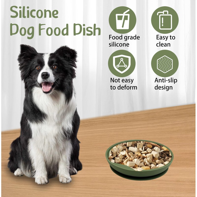 Apatal Silicone Dog Bowl Set of 2-7.7in No Spill Puppy