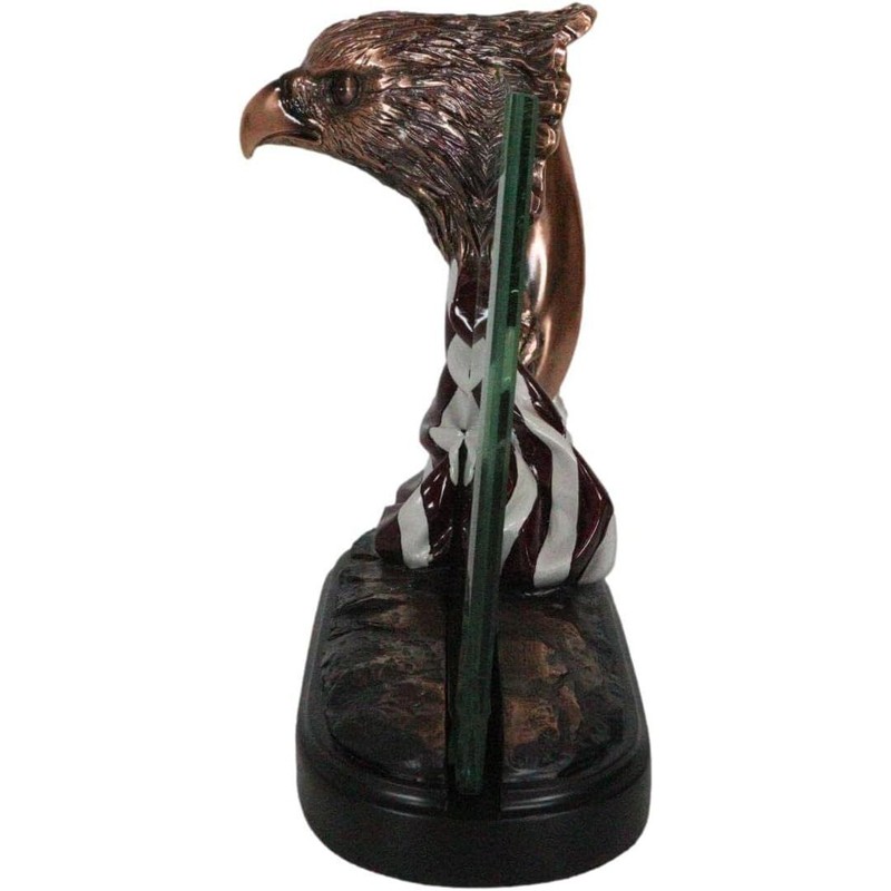 Ebros Gift Patriotic Bald Eagle With American Flag Beveled Engravable