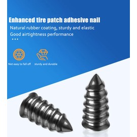 Rubber Nails for tire Repair, Suitable for Vacuum Tires of Cars/Motorcycles/Bicycles, with zinc Coated Surface and Natural Rubber Bands (Large Size)
