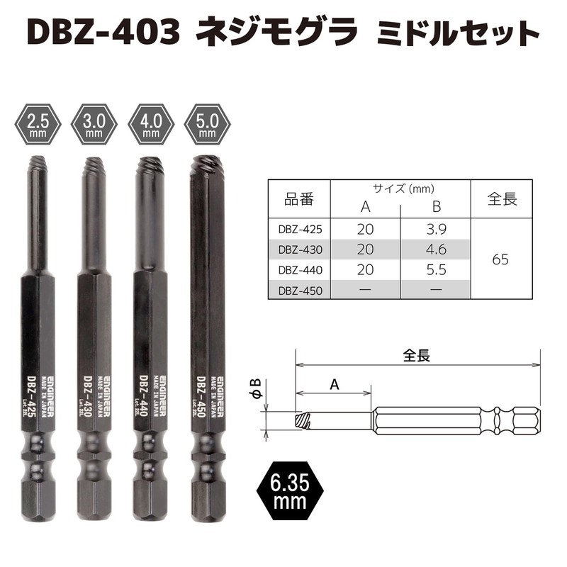 Engineer Screwless Q Set Hex Side 2.5, 3, 4, 5mm