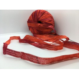 Berlini Memento Ribbon Yarn - 50 Gram, 88 Yards, 3/8" Wide - #42 Bright Rose - Reds, Magenta