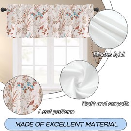 Decorative Kitchen Valances Flowers and Birds Window Treatment Printed Short Tier Half Window Curtains for Living Room Cafe Home Decor Brown Flower Bird