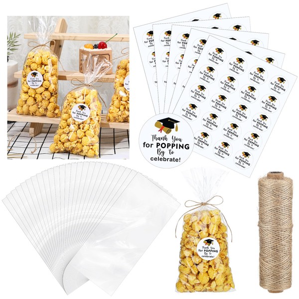 Newtay 100 Set Graduation Treat Bag with Thank You for