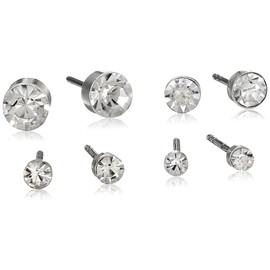 GUESS "Basic" Silver Cubic Zirconia Stud 4 Pack Earrings