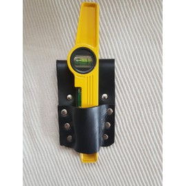 New BBI Strong Leather Holder 4 Scaffolding Tool Belt with 10'' Magnetic Spirit Level Bubble (BRown Straight Holder+ level)