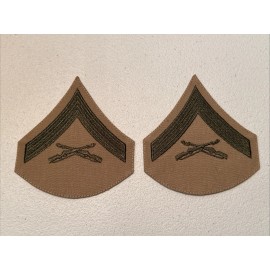 United States Marine Corps (USMC) Male Chevron Green on Tan Lance Corporal LCPL