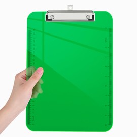 Piasoenc Plastic Clipboards, Translucent Clip Board with Low Profile, Green Clipboard with Ruler,Office Clipboards, School Supplies, Letter Size 12.5 x 9 Inches, Green