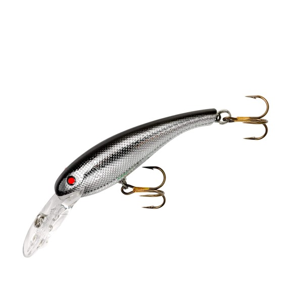 Cotton Cordell Wally Diver Walleye Crankbait Fishing Lure, Accessories for Freshwater Fishing, 3 1/8", 1/2 oz, Chrome Black Back