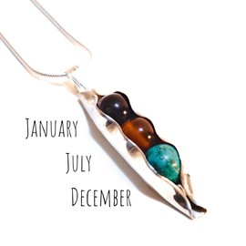 Made to order | Children’s Birthstones |'Peas in a pod' Necklace | Sterling silver | Three Peas