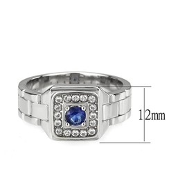 Yourjewellerybox Mens sapphire ring silver signet cubic zirconia pinky stainless steel link 3771 (v)