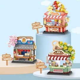 Street View Shop Building Blocks, 1 Set Micro DIY Bricks Puzzle Toy, Pendant Building Blocks, Children's Gift, Home Decoration - Color: Multicolor, Specification: 8851 Popcorn Shop