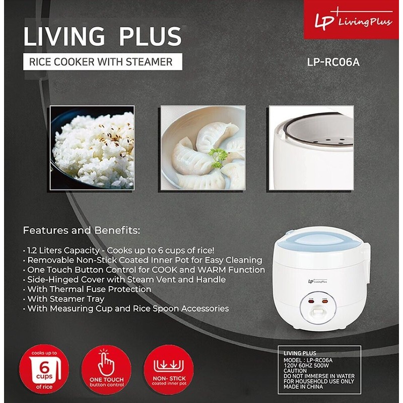 LP Rice Cooker, Non stick, One Touch Button, with Steamer,