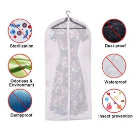 Angelkiss 8 Pack Hanging Clothes, 60cm x 120cm Breathable Moth Proof Garment Cover Bags with Full Zipper for Long Dress Dance Costumes Suits Gowns Coats