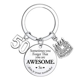 Happy 50th Birthday Gifts Sometimes You Forget You're Awesome 50th Keychain 50th Inspirational Gifts 50th Birthday Keychain 50th Birthday Present