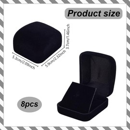 WEBEEDY 8 Pcs Black Velvet Brooch Display Case Lapel Badge Display Holders Challenge Coin Display Case Velvet Jewelry Box Gift Box for Pins Coin Medal Jewelry, 5.3x5.9x3.7cm/2.09x2.32x1.46