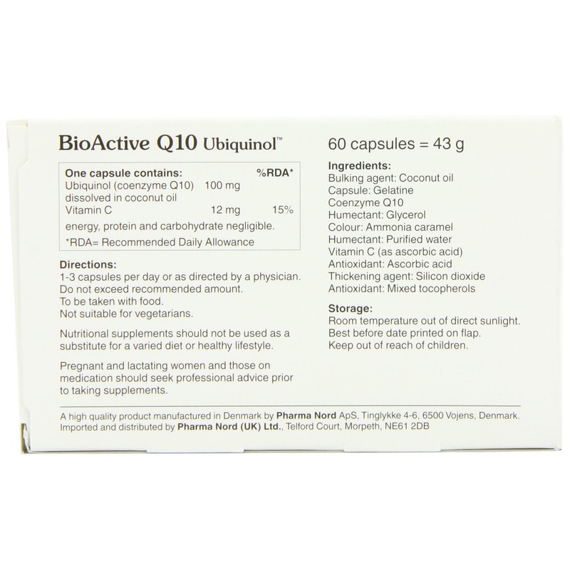 Pharma Nord 100mg BioActive Q10 Uniqinol 60 Capsules