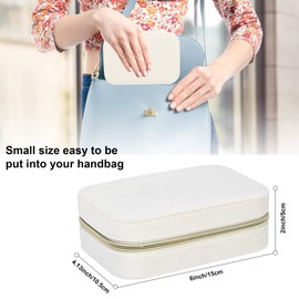 Dajasan Velvet Travel Jewelry Boxes, Small Travel Jewelry Case, Portable Travel Jewelry Organizer Box for Birthday Mother's Day Valentine's Day (Beige)