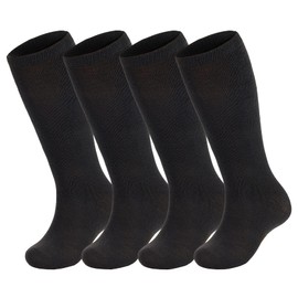 Zando 4 Pairs Soccer Socks Youth Girls Black Knee High Sport Breathable BaseballYouth Kids Tube Long School Uniform Socks Black 4 10-12 Years