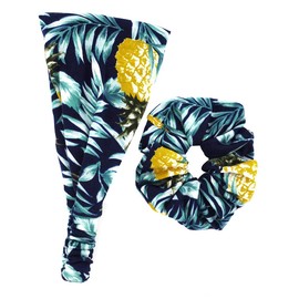 axy HB4S Hair Band + Hair Bobbles Set Yoga Headband Hairband (Set of 2 - Pineapple)