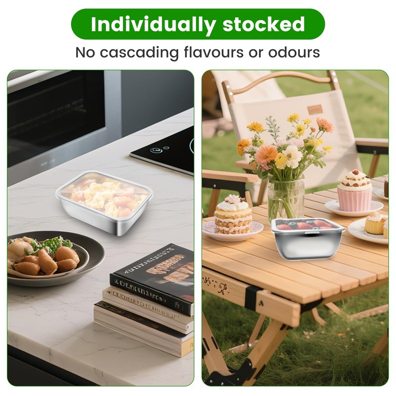 Ayzylpth 12 Pcs Airtight Stainless Steel Food Storage Containers with