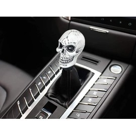 Lunsom Skull Gear Stick Shifter Knob, Resin Gear Shift Head Shifting Stick Handle Car Transmission Fit Automatic Manual Vehicle (Silver)