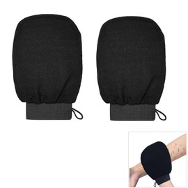 WOVTE Rubbing Gloves, Bath Gloves, Exfoliating, Exfoliating, Scrubbing, Scuff Rubbing, Reusable, For Bathing, Bath Supplies, Exfoliating Care, Unisex, Black, 2 Pieces