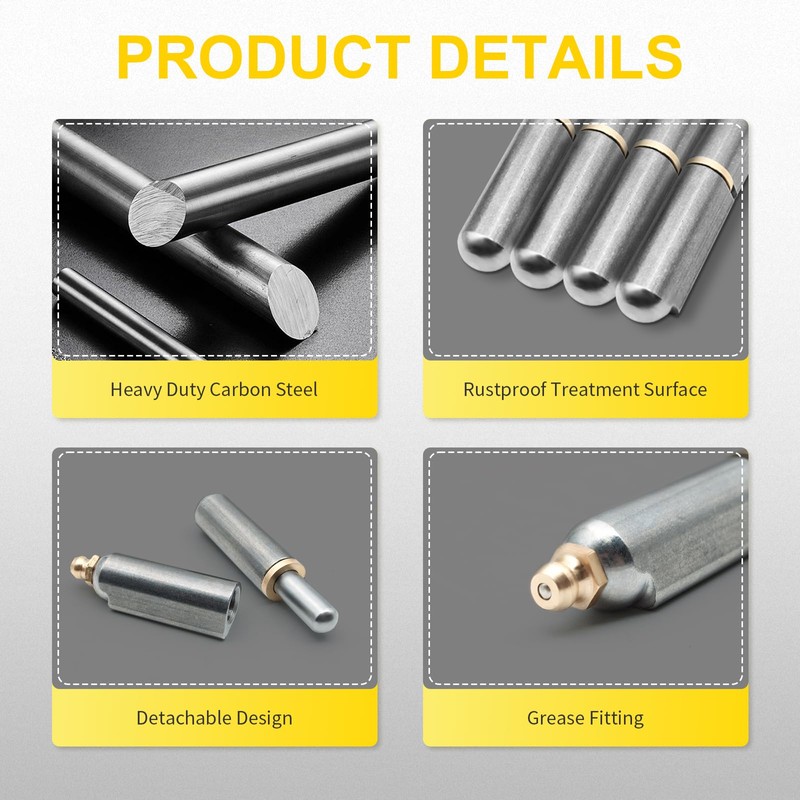 10 Pack Weld On Bullet Hinges, 3-1/2" Weldable Hinge for