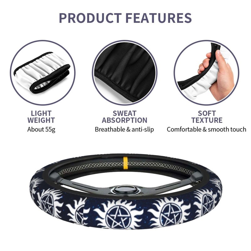 Steering Wheel Cover for Women Men Anti-Slip Breathable and Sweat