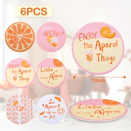 Pack of 6 Aperol Coasters - Funny Drink Coasters with Sayings - Gift for Aperol Lovers - Summer Cork Table Decoration - 10 x 10 cm